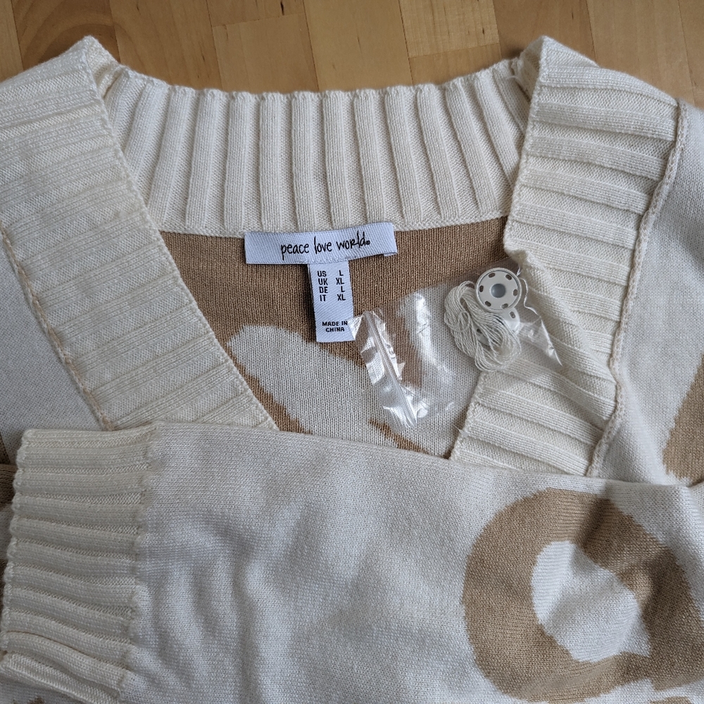 Peace Love World cardigan, L, tan